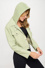 Coalition LA Snap Down Cropped Hooded Jacket - Mint