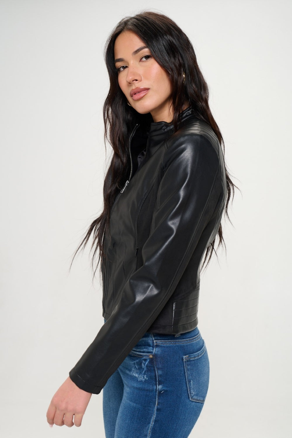 Coalition LA Zip Up Vegan Moto Black Jacket