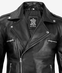 Negan Black Asymmetrical Belted Moto Leather Jacket